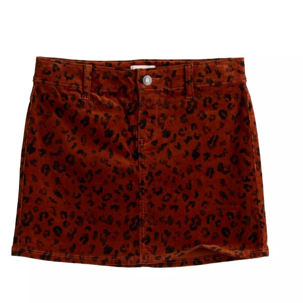 SO Leopard Print Corduroy Skirt